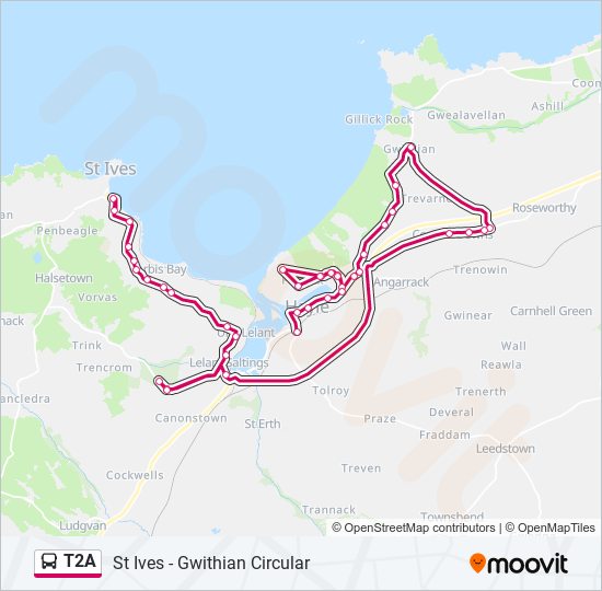 T2A bus Line Map