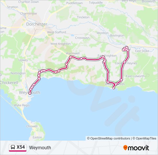 X54 Bus Line Map