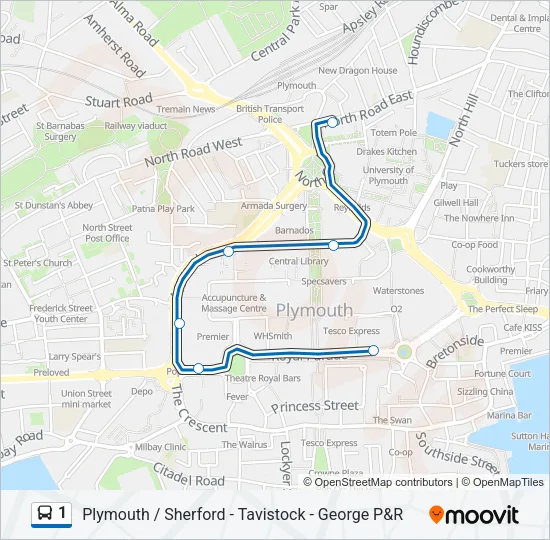 1 Bus Line Map