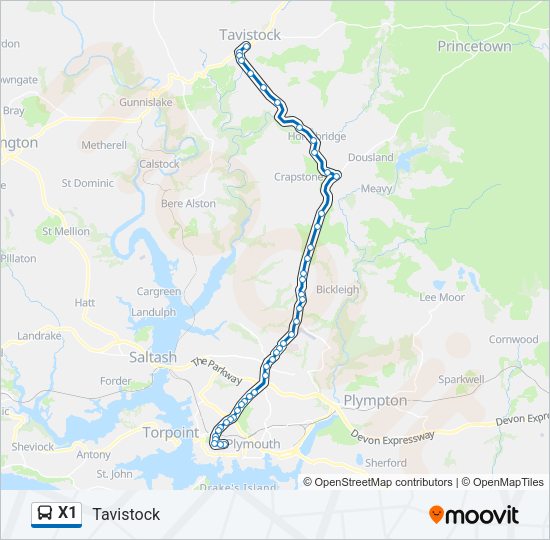 X1 Bus Line Map