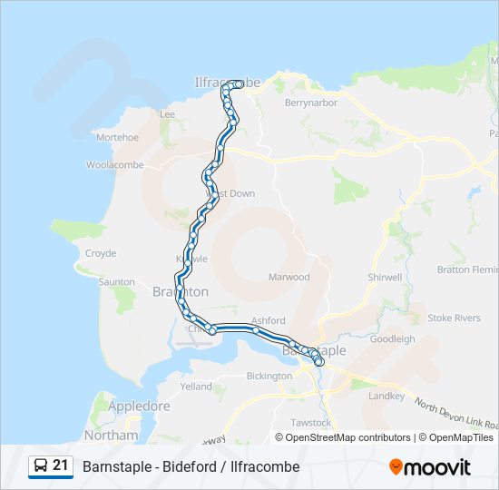 21 bus Line Map