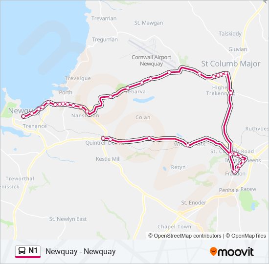 N1 Bus Line Map