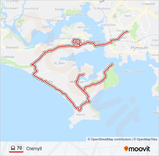 70 Bus Line Map