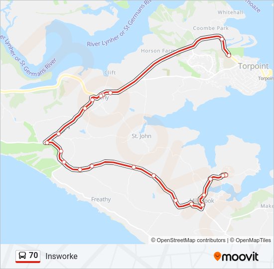 70 Bus Line Map