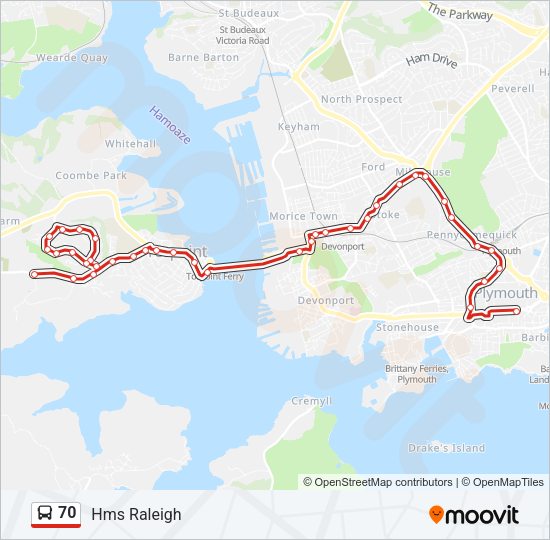 70 Bus Line Map