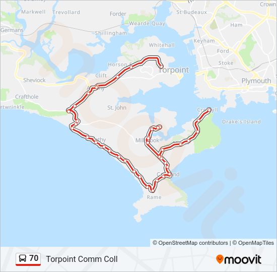 70 Bus Line Map