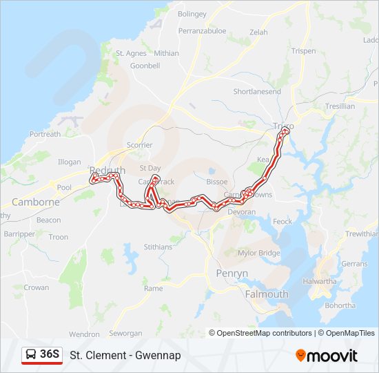 36S Bus Line Map