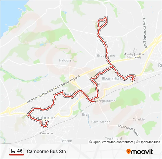 46 Route: Schedules, Stops & Maps - Camborne Bus Stn (Updated)