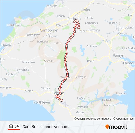 34 Bus Line Map