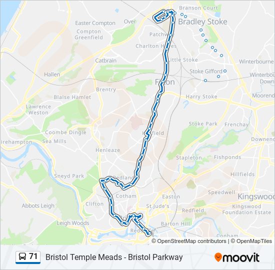 71 bus Line Map