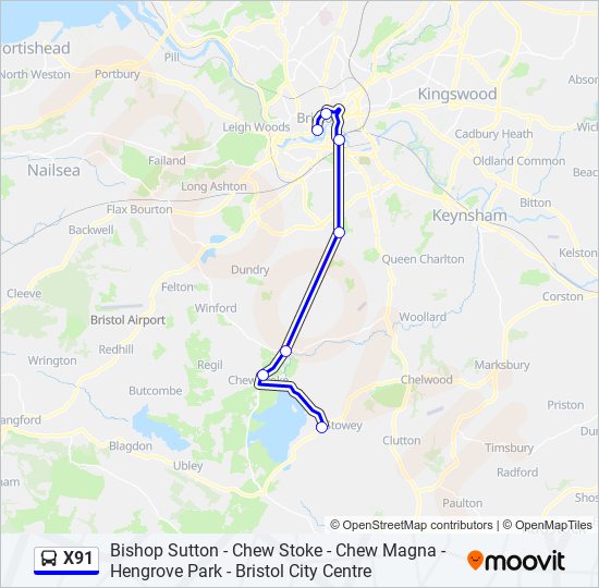 X91 Bus Line Map