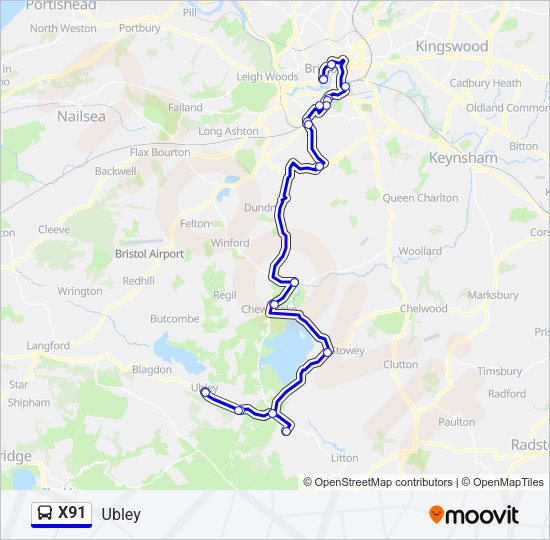 X91 bus Line Map