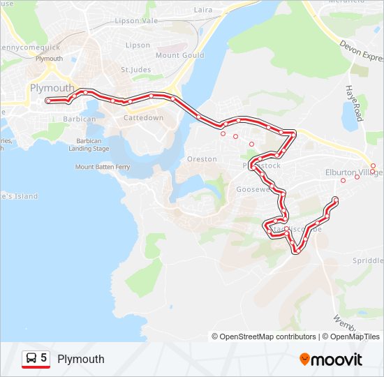 5 Bus Line Map