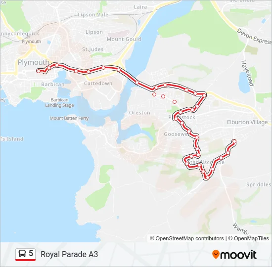 5 Bus Line Map