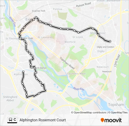 C Route: Schedules, Stops & Maps - Alphington Rosemont Court (Updated)