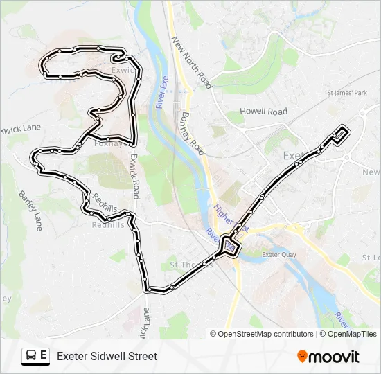 E Route: Schedules, Stops & Maps - Exeter Sidwell Street (Updated)