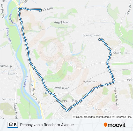 K Bus Line Map