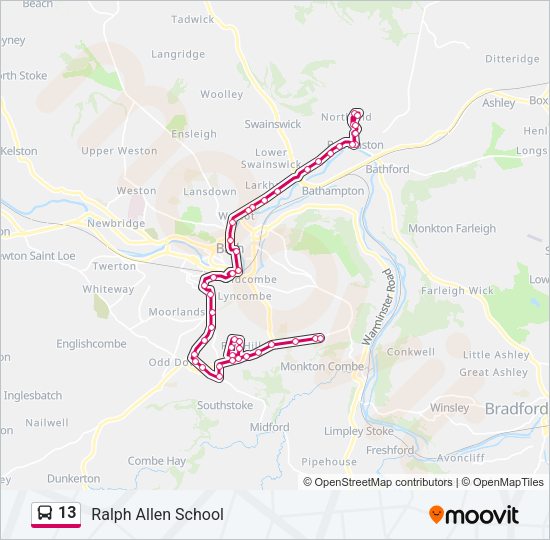 13 Route: Schedules, Stops & Maps - Ralph Allen School (Updated)
