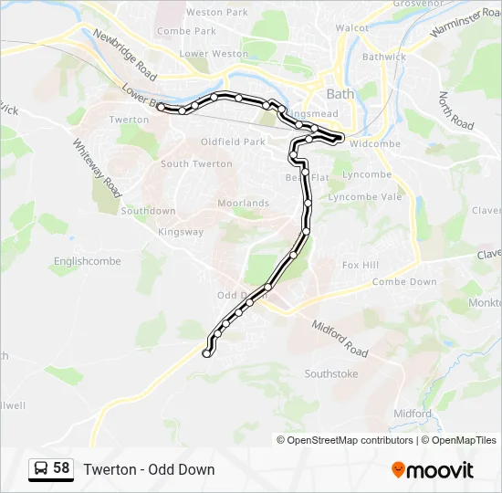 58 Route: Schedules, Stops & Maps - Odd Down Park & Ride (Updated)