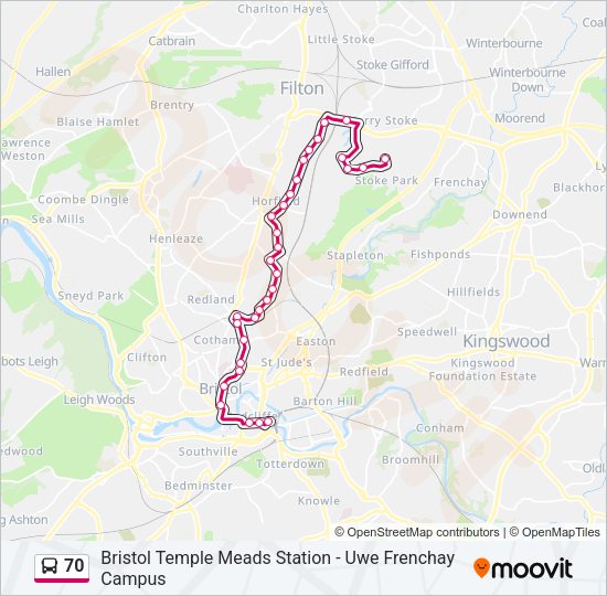 70 Bus Line Map