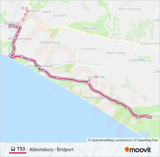 T53 bus Line Map