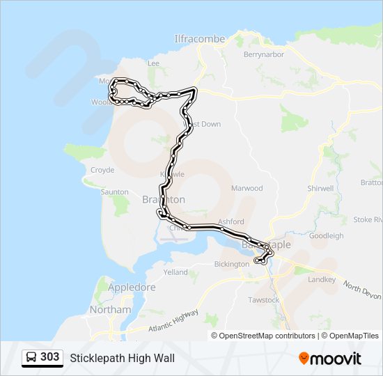 303 Bus Line Map