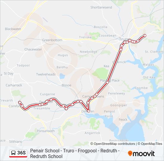 36S Bus Line Map