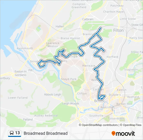 13 Route - Bristol: Schedules, Stops & Maps - Broadmead (Updated)