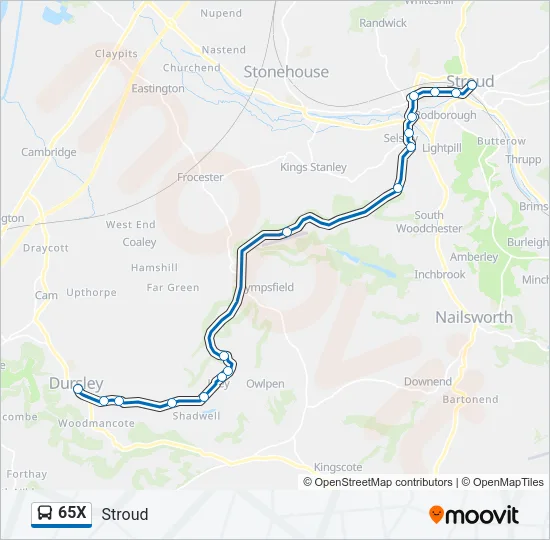 65X Bus Line Map
