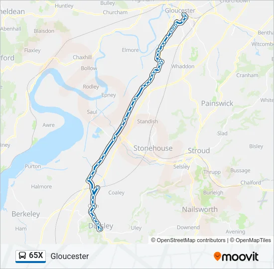 65X Bus Line Map