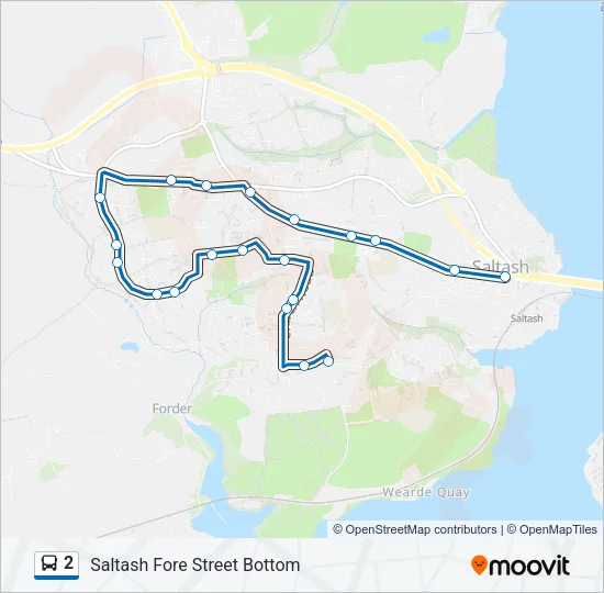 2 Route: Schedules, Stops & Maps - Saltash Fore Street Bottom (Updated)