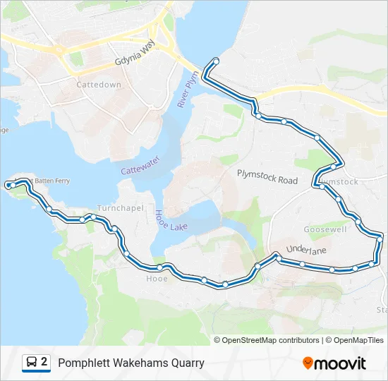 2 Route: Schedules, Stops & Maps - Pomphlett Wakehams Quarry (Updated)