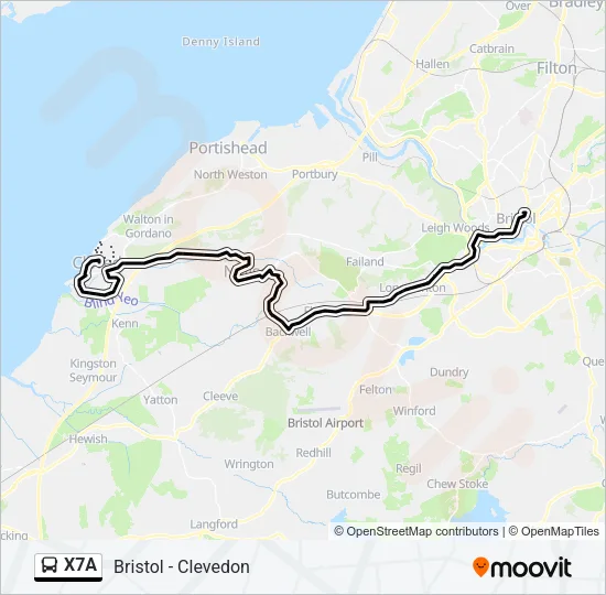 X7A Bus Line Map