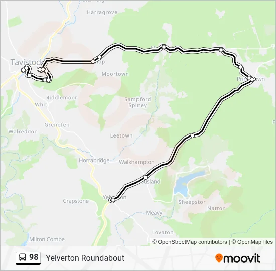 98 Route: Schedules, Stops & Maps - Yelverton Roundabout (Updated)