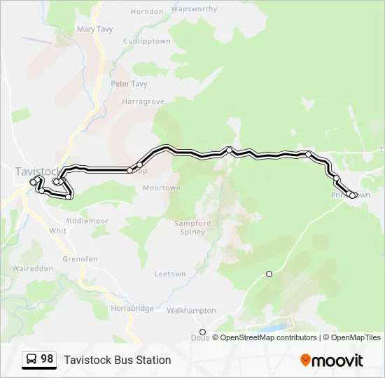 98 Route: Schedules, Stops & Maps - Tavistock Bus Station (Updated)