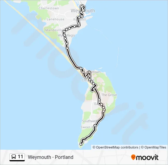 11 Route: Schedules, Stops & Maps - Portland Bill (Updated)