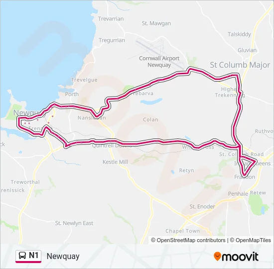 N1 Bus Line Map
