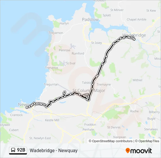 92B Bus Line Map