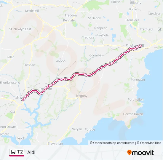 T2 Bus Line Map
