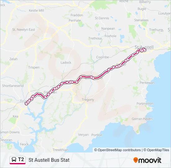 T2 Bus Line Map
