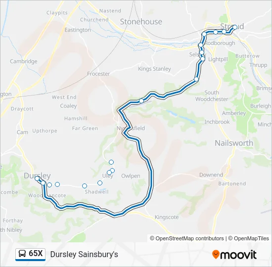 65X Bus Line Map
