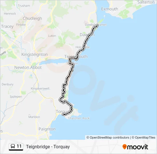 Torquay Bus Routes Map.pdf 11 Route - Teignbridge - Torquay: Schedules, Stops & Maps - Cary Parade ...