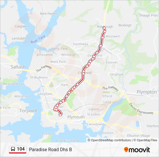 104 Bus Line Map