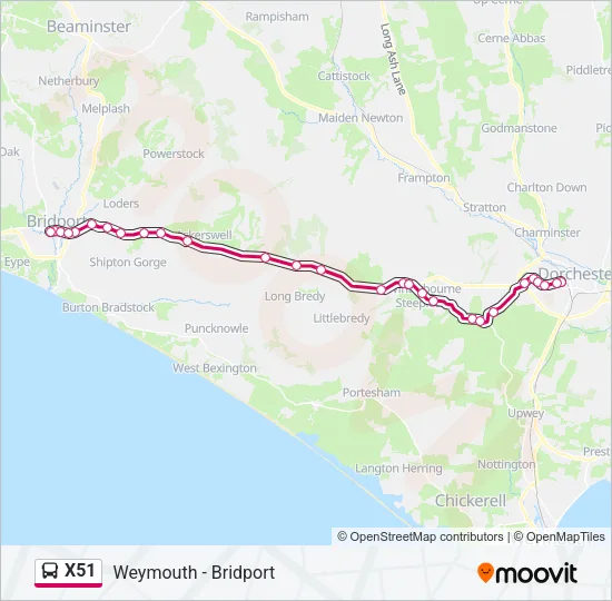X51 Bus Line Map
