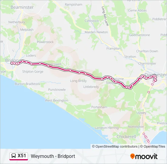 X51 Bus Line Map