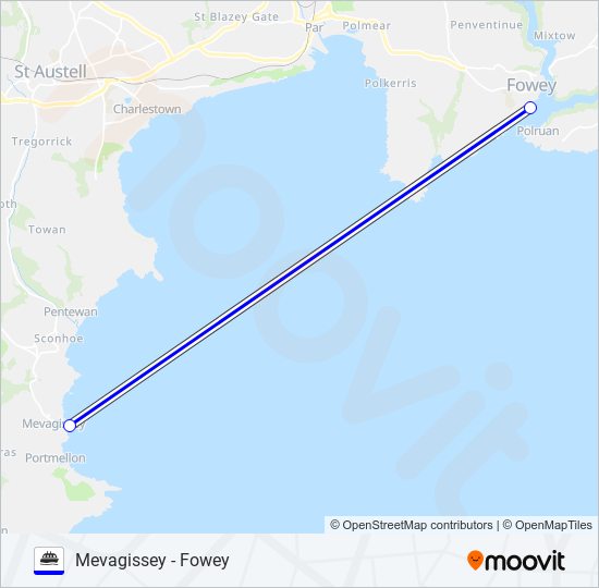 MEVAGISSEY - FOWEY FERRY ferry Line Map