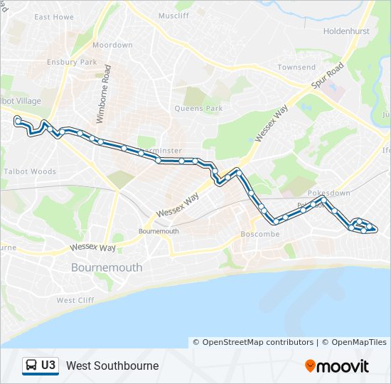 Talbot Woods Bournemouth Map U3 Route: Schedules, Stops & Maps - West Southbourne (Updated)