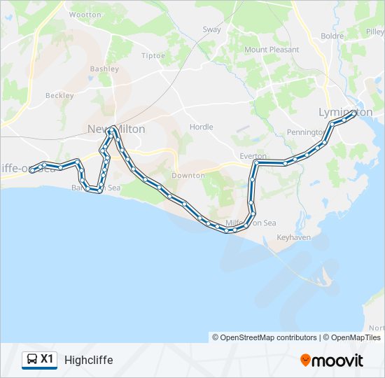 X1 bus Line Map