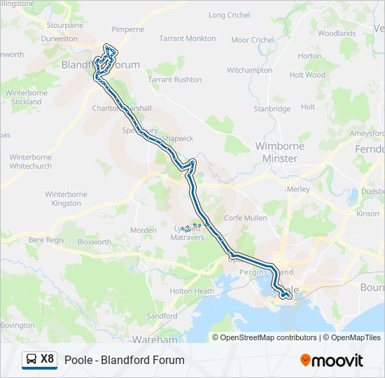 X8 bus Line Map