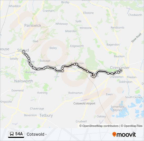 54A Bus Line Map